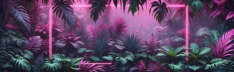 Digital illustration tropical jungle scene background is dark fi