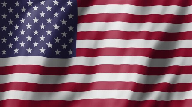 3D rendering of American Flag flapping in Wind, concept of 4th of July and Independence Day. United States of America national flag featuring red and white stripes with stars over blue patch