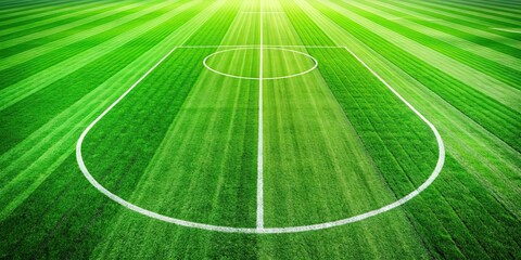Obraz premium Soccer field with vibrant green grass and white lines, sports, soccer, field, outdoors, grass, game, competition, recreation, team, goal