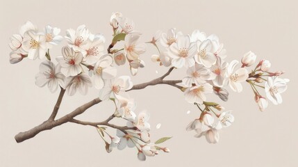 Obraz premium A branch of cherry blossoms in full bloom, with delicate petals cascading gently