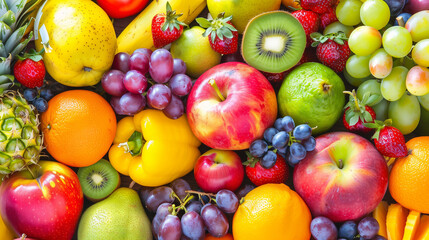 Fresh colorful healthy mixed fruits. Organic fruits multicolor background.