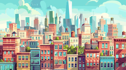 Cityscape vector cartoon illustration background