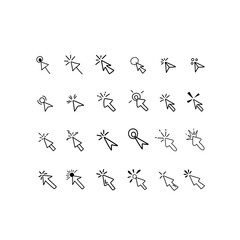 icon set of hand drawn click button