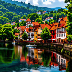 호수가의 아름다운 마을