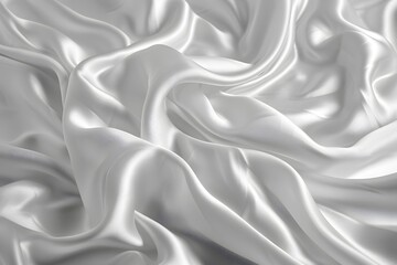 Fototapeta premium Elegant White Satin Fabric with Soft, Flowing Drapes