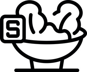 Simple design of salad in a bowl with letter s, representing the letter s for alphabet