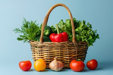 Fresh and Colorful Vegetable Basket Displaying Healthy Produce