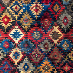 Traditional Kilim Pattern with Vibrant Geometric Motifs and Intricate Cultural Artistry