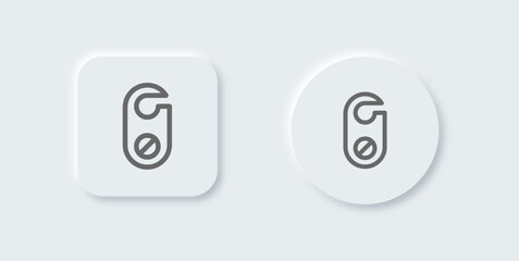 Fototapeta premium Do not disturb line icon in neomorphic design style. Private signs vector illustration.