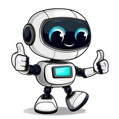 Cute Friendly Robot Giving Thumbs Up