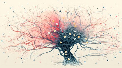 A detailed illustration of an AI writer's brain, with neurons firing and synapses connecting,