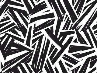 A hand-drawing pattern of black and white lines in the form of triangles, chevron and zigzag style. 
