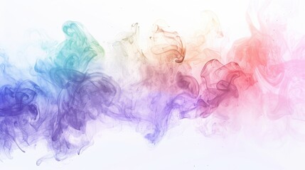 Fototapeta premium Colorful rainbow colored smoke clouds splash on a white background, 