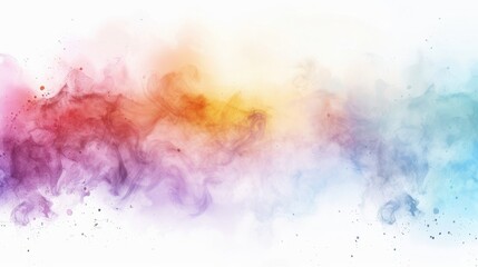 Colorful rainbow colored smoke clouds splash on a white background, 