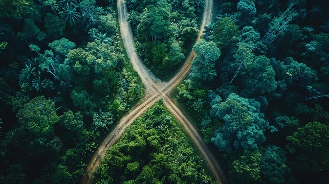 Splitting Path, A road splitting into two, symbolizing divergent business strategies and decisions
