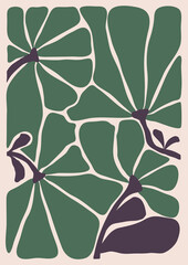 Retro vector groovy wall art poster design. Flowers and botanicals poster