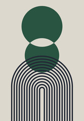 Vector wall art poster with geometric shapes. Boho wall art design.