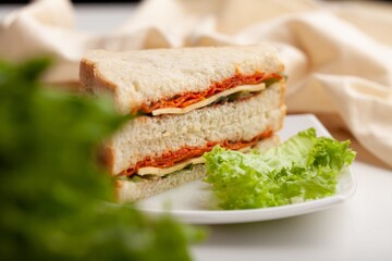 Tasty fresh Sandwich with ham and vegetables