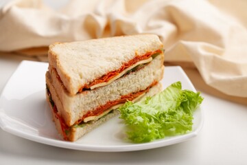 Tasty fresh Sandwich with ham and vegetables