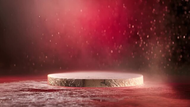 Abstract stone podium with luxury red background