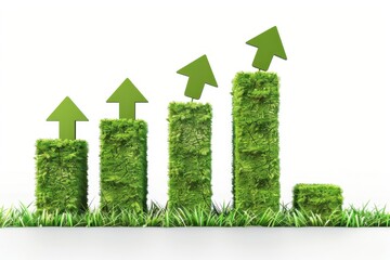 A vibrant representation of growth with green bars and upward arrows, symbolizing progress and sustainability in business.