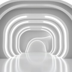 Fototapeta premium A sleek, modern corridor with smooth curves and bright lighting, perfect for showcasing creativity and contemporary design in settings.
