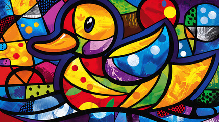 Fototapeta premium Abstract duck design, wallpaper, the animals with many abilities including walking, swimming and flying