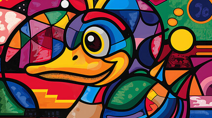 Obraz premium Abstract duck design, wallpaper, the animals with many abilities including walking, swimming and flying