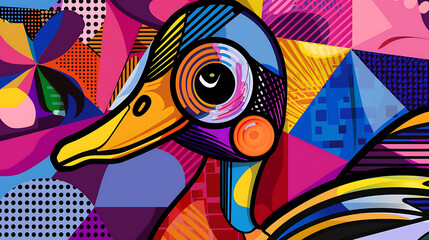 Obraz premium Abstract duck design, wallpaper, the animals with many abilities including walking, swimming and flying