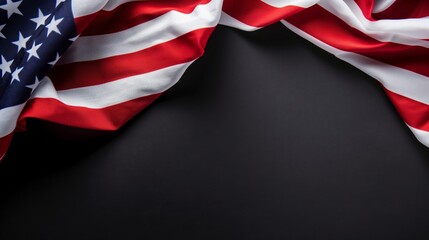 United States Flag On Black Background