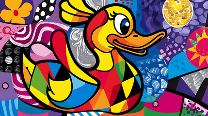 Abstract duck design, wallpaper, the animals with many abilities including walking, swimming and flying