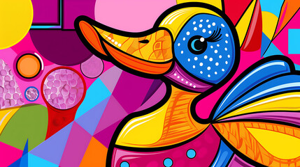 Obraz premium Abstract duck design, wallpaper, the animals with many abilities including walking, swimming and flying