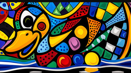 Obraz premium Abstract duck design, wallpaper, the animals with many abilities including walking, swimming and flying