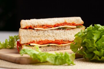 Tasty fresh Sandwich with ham and vegetables