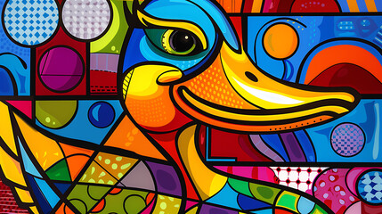 Obraz premium Abstract duck design, wallpaper, the animals with many abilities including walking, swimming and flying