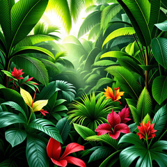 어느 밀림의 안개 낀 풍경