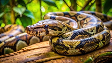 Fototapeta premium Boa constrictor snake in wildlife recovery center in Manaus, Brazil , Brazilian, snake, wildlife, recovery center