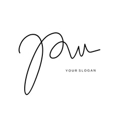 Obraz premium Pw Initial signature logo vector design