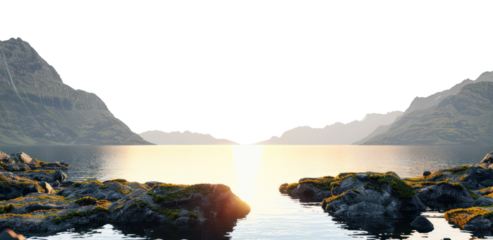 PNG Serene mountain lake sunrise