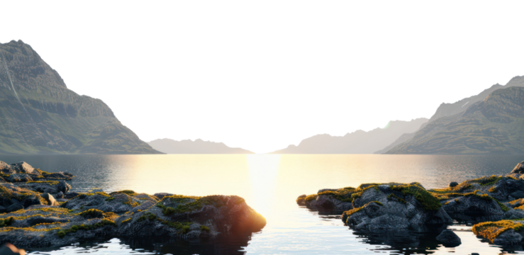 PNG Serene mountain lake sunrise