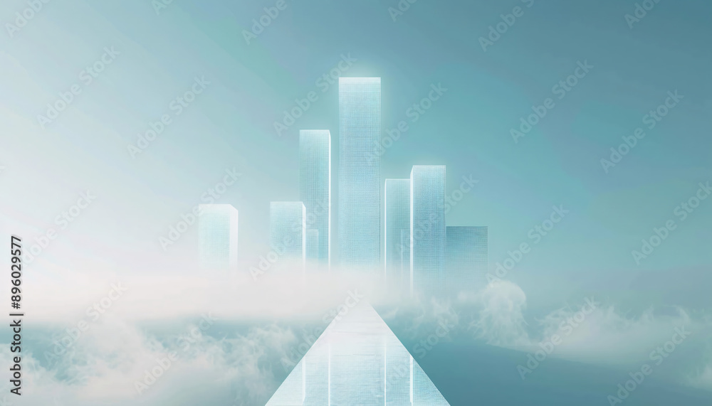 Wall mural 3d illustration of a pathway leading to a skyscraper as a business success route business success wa