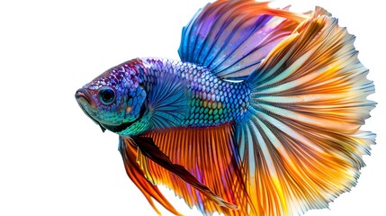 Mesmerizing Exotic Betta Fish with Iridescent Hues and Delicate Filigree Fins