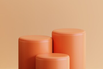 Product display orange podium for product presentation. 3d rendering.
