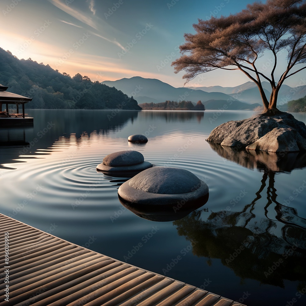 Poster lake in the morning