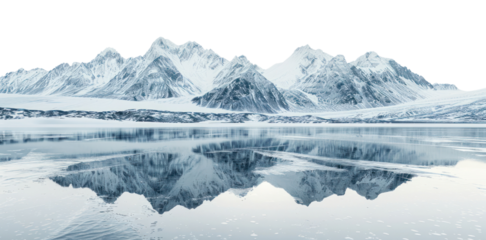PNG Serene snowy mountain lake reflection