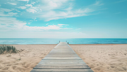 Obraz premium A Beach Path as a Business Success Goal on a Solid Foundation Business success way to goals