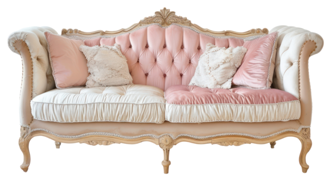 PNG  Elegant vintage pink tufted sofa