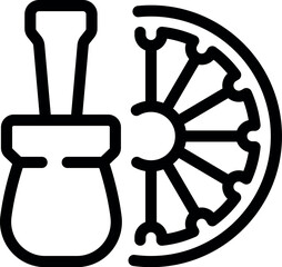 Simple icon of a water mill is grinding grain into flour for baking bread