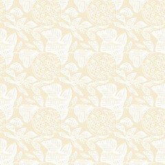 Modern white on cream lace effect wedding background texture. Soft tonal linen openwork block print with subtle hand drawn lattice damask printed fabric backdrop. 