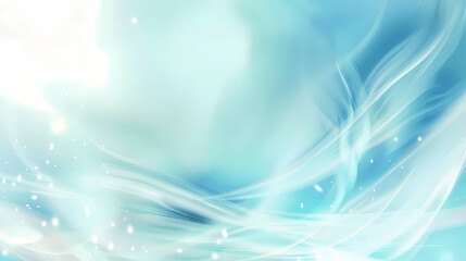 Obraz premium Abstract ethereal light blue background with flowing white lines and glowing particles.